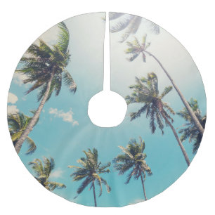 Serenity Tropical Beach Landscape Brushed Polyester Tree Skirt