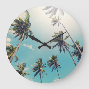 Serenity Tropical Beach Landscape Large Clock