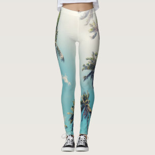 Serenity Tropical Beach Landscape Leggings