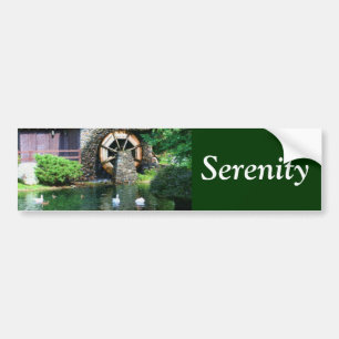 Serenity Water Wheel Inspirational Bumper Sticker