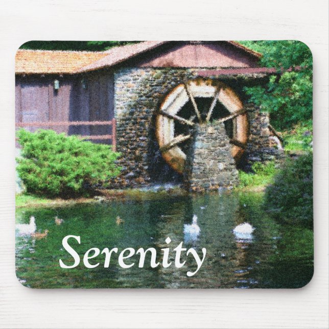 Serenity Water Wheel Inspirational Mousepad (Front)