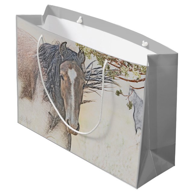 Serenity, wild horses, Large gift bag (Back Angled)