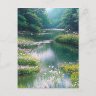 Serenity's Flow, Lazy River in the Forest Postcard