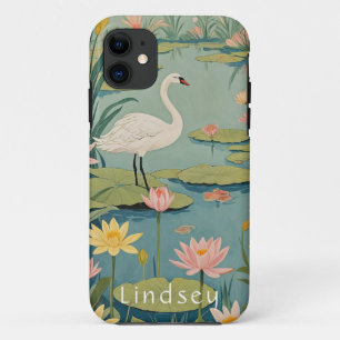 Serenity's Grace: Lily Pond Swan iPhone 11 Case