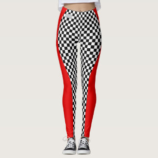 SERESHKI COLLECTION Red Racer Chequered Leggings
