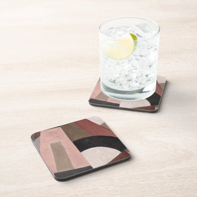 Serge Charchoune Composition Cubist Earth Tone Coaster (Right Side)