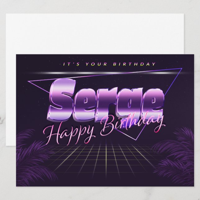 Serge Name First Name pura retro card Birthday (Front/Back)