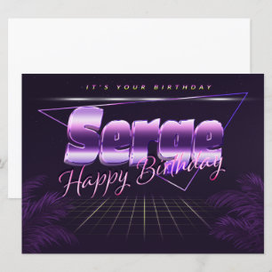Serge Name Vorname lila retro Karte Geburtstag Card