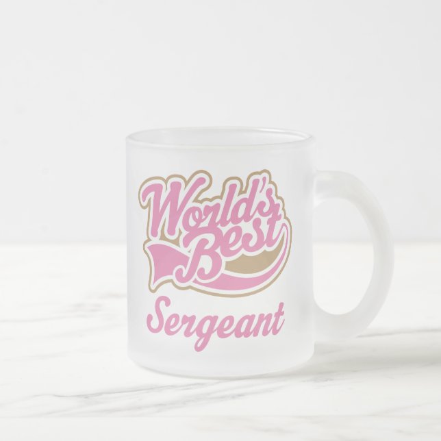 Sergeant Gift Frosted Glass Coffee Mug (Right)