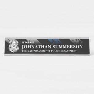 Sergeant Police Department Thin Blue Line Logo Desk Name Plate