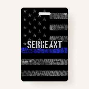 Sergeant Thin Blue Line Distressed Flag ID Badge