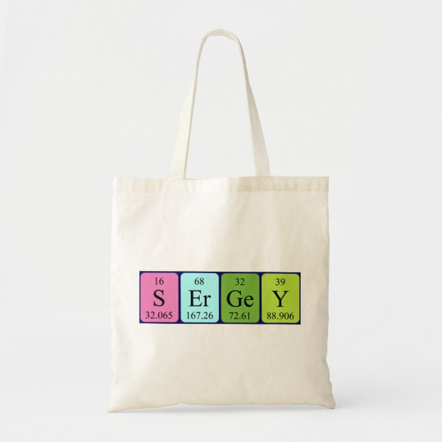 Sergey periodic table name tote bag (Front)