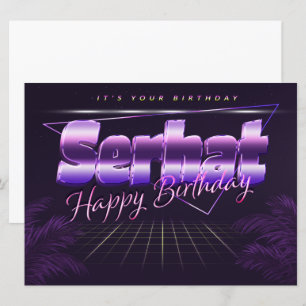 Serhat Name Vorname lila retro Karte Geburtstag Card