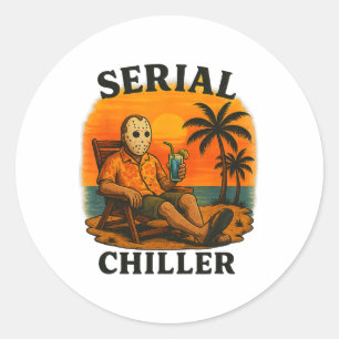 Serial Chiller Funny Horror Hockey Mask Vacation  Classic Round Sticker