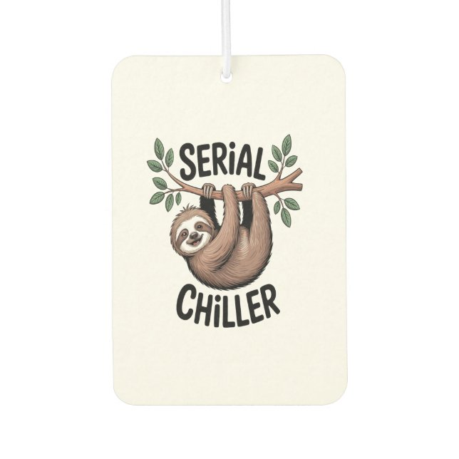Serial Chiller Sloth Hanging from Branch Car Air Freshener (Front)