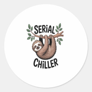 Serial Chiller Sloth Hanging from Branch Classic Round Sticker