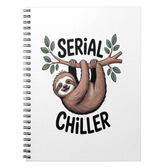 Serial Chiller Sloth Hanging from Branch Notebook (Front)