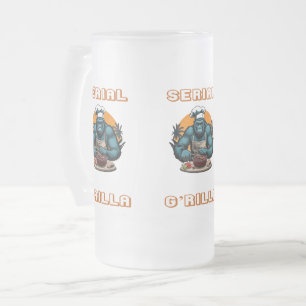 Serial G'rilla Master BBQ Griller Fun Pun Frosted Glass Beer Mug