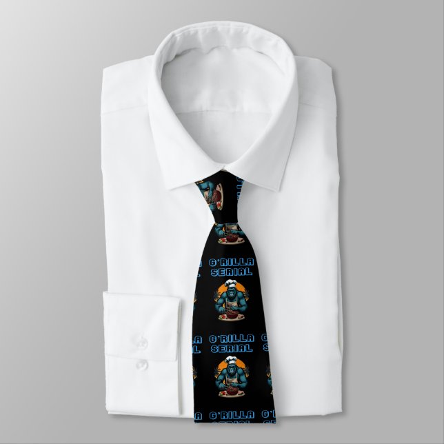 Serial G'rilla Master BBQ Griller Fun Pun Tie (Tied)