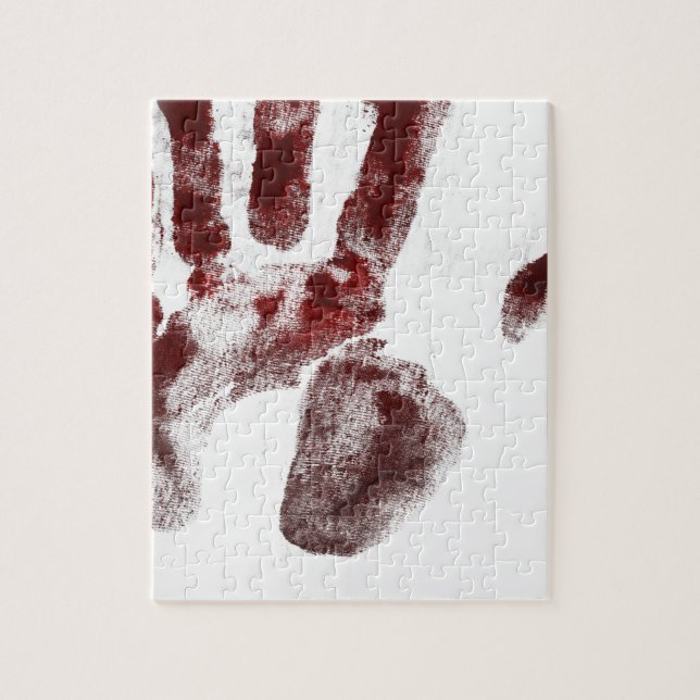 Serial killer blood handprint jigsaw puzzle (Vertical)
