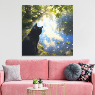series_4_10|Garden Puddle Reflection Cat Square Canvas Print