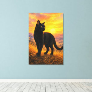 series_4_3|Sunset Hills Black Cat Japanese Art Canvas Print