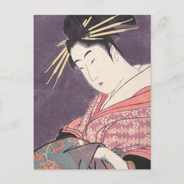 Series Comparing the Charms of Beauties Courtesan Postcard (Front)