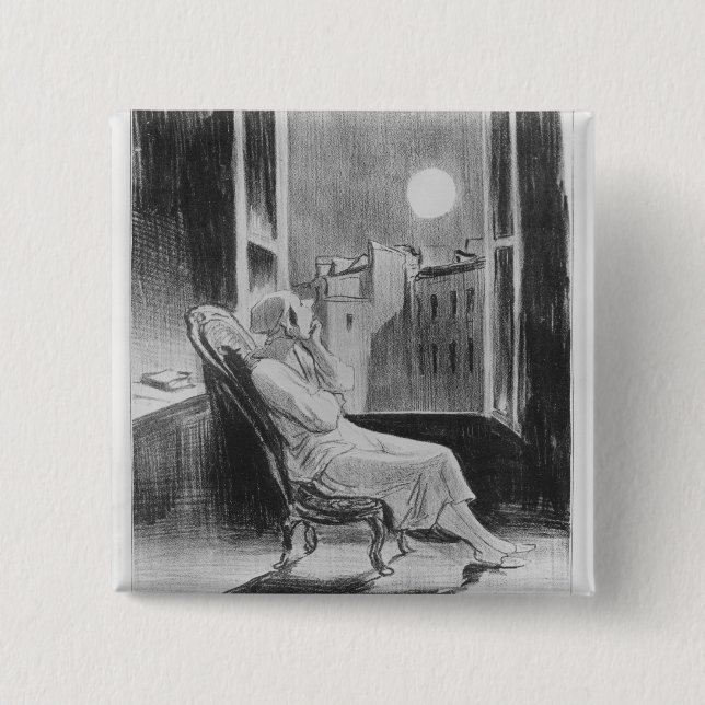 Series 'Les Bas-Bleus', O Moon 15 Cm Square Badge (Front)