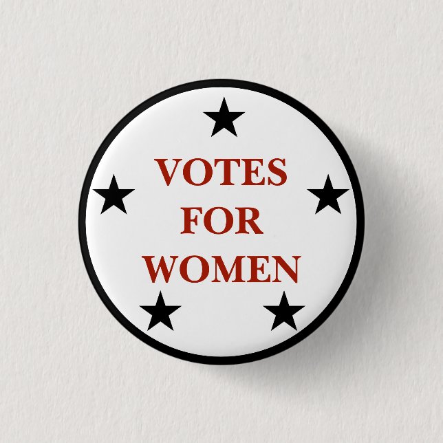 series of 8 collectable suffrage 3 cm round badge (Front)