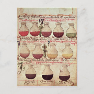 Series of flagons for urine analysis postcard
