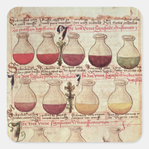 Series of flagons for urine analysis square sticker