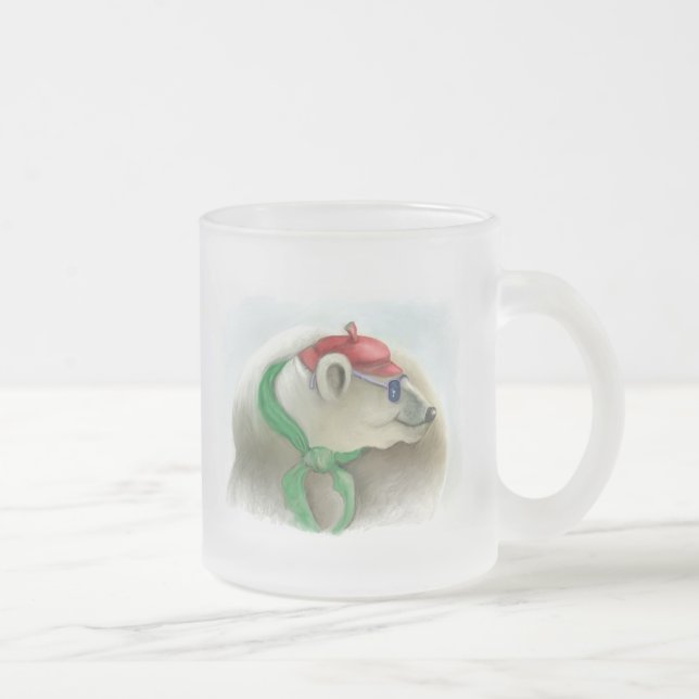 Series of happy animals "8" frosted glass coffee mug (Right)
