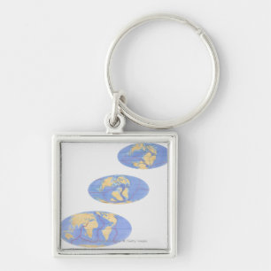 Series of Illustrations of Earth Key Ring