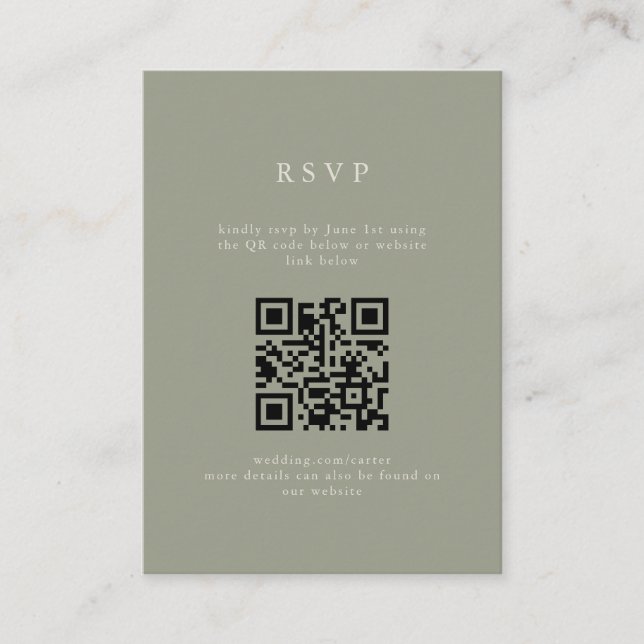 Serif Elegant Modern Wedding QR Code RSVP  Enclosure Card (Front)