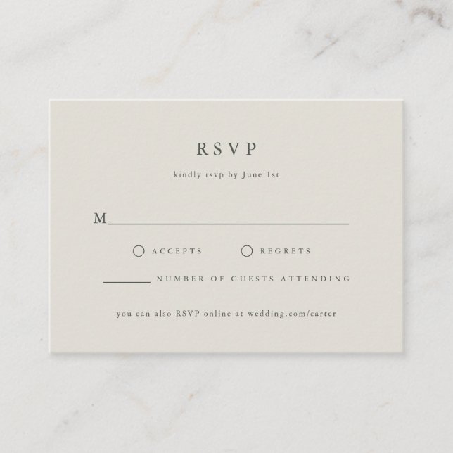 Serif Elegant Modern Wedding RSVP  Enclosure Card (Front)