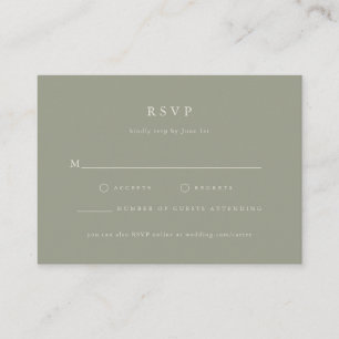 Serif Elegant Sage Green Wedding RSVP Enclosure Card