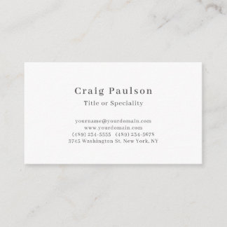 Serif Font Simple Professional Plain Matte Paper Enclosure Card
