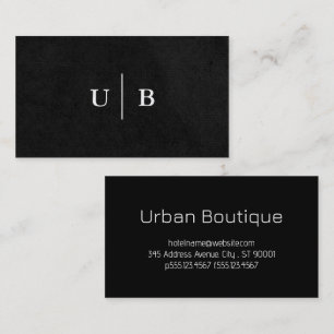 Serif Monogram Black Sleek Texture Business Card