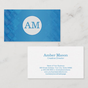 Serif Monogram Blue Geometric Pattern Business Card