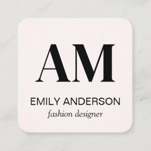 Serif Monogram   Light Striped Pattern Square Business Card