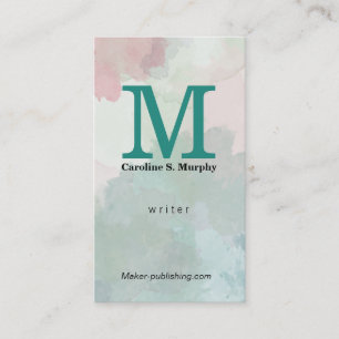 Serif Monogram Watercolor Artistic Business Card