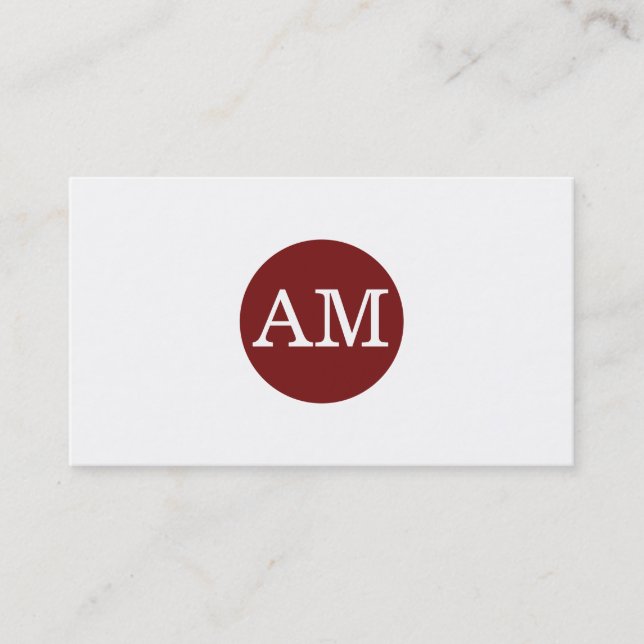 Serif Type Monogram Crimson Red Circle Business Card (Front)