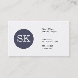Serif Type Monogram Dark Blue-Grey Circle Business Card
