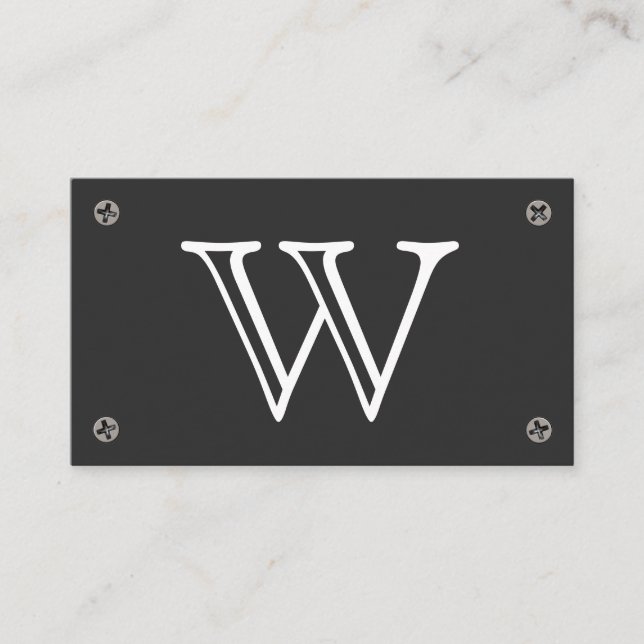 Serif Type Monogram | Metal Screws Business Card (Front)