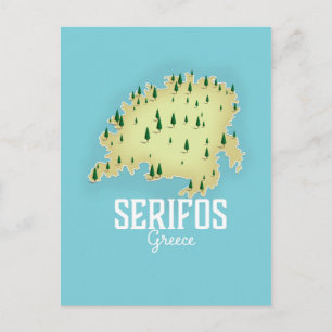 Serifos Greek Map Illustrated travel poster Postcard