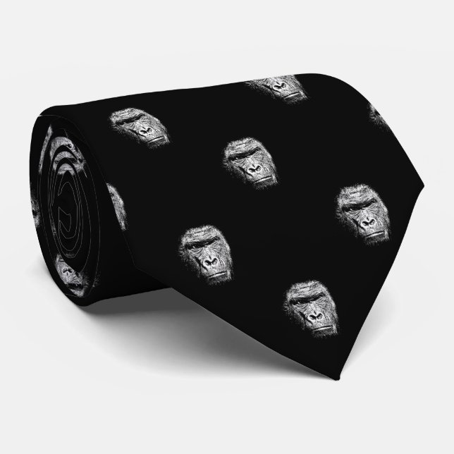 Serious Angry Gorilla Face Tie (Rolled)
