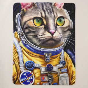Serious Astronaut Cat Artwork Sherpa Blanket