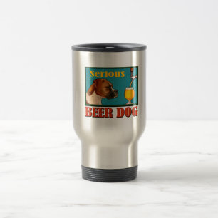 Serious Beer Retro Boxer Dog Craft Beer Lover Travel Mug