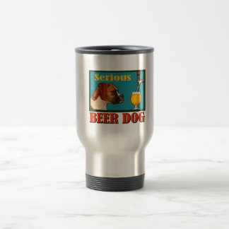 Serious Beer Retro Boxer Dog Craft Beer Lover Travel Mug