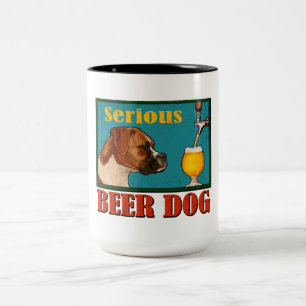 Serious Beer Retro Boxer Dog Craft Beer Lover Two-Tone Coffee Mug